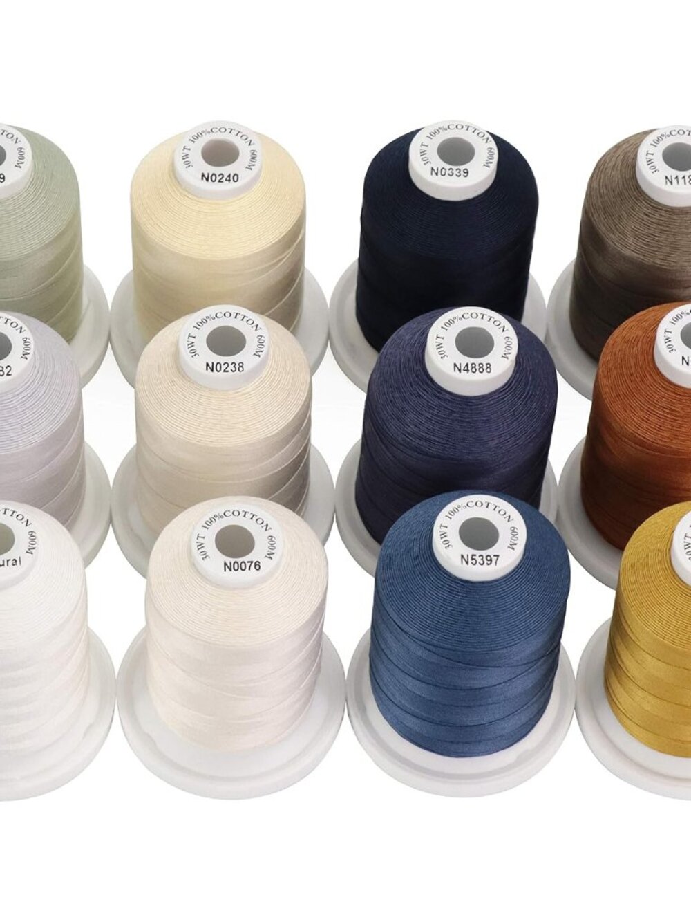 Multi-Purpose Mercerized Cotton Thread 12 Neutral&Jean Colors
